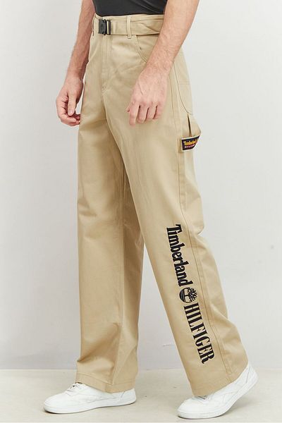 Tommy Hilfiger x Timberland Men Regular Fit Belted Carpenter Pants, Khaki