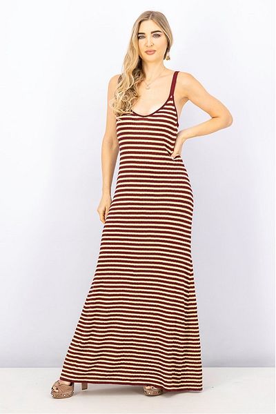 Zendaya Tommy Women Zendaya Striped Casual Tank Maxi Dress, Maroon Combo