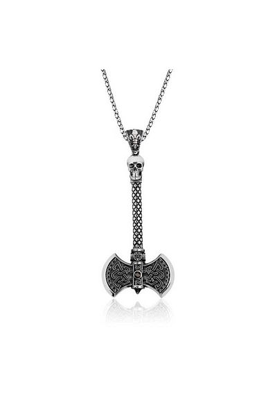 norsary Silver Axe Men's Necklace