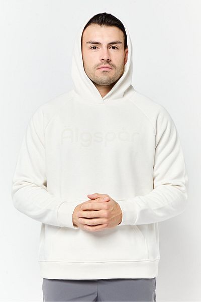 Algspar Men Brand Logo Long Sleeves Hoodie, White