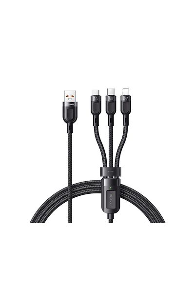 Mcdodo Cablu Super Fast Charging Lightning, MicroUSB si Type-C Grenade Series 3 in 1 Black