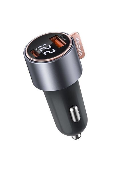 Mcdodo Car Charger Dual Port 1x Usb, 1x Type-c Digial Display, Pd Fast Charging, 75w, Black