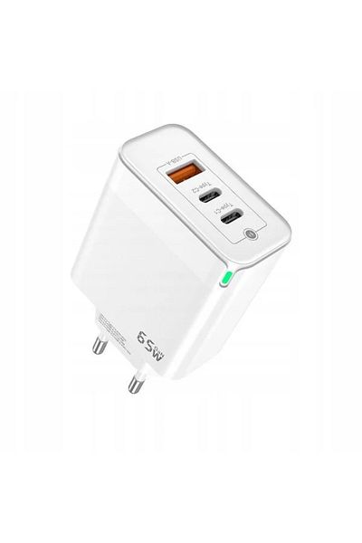 PRESTICO F28 Network Charger 2 x USB-C PD, 1 x USB QC, Fast Charge, 65W White