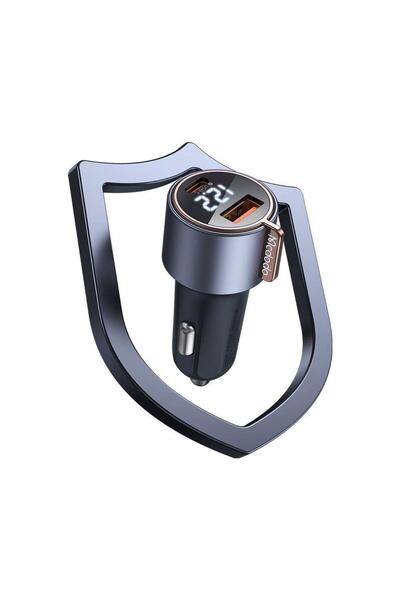 Mcdodo Incarcator Auto Dual Port 1x USB, 1x Type-C Digial Display, PD Fast Charging, 75W, Negru