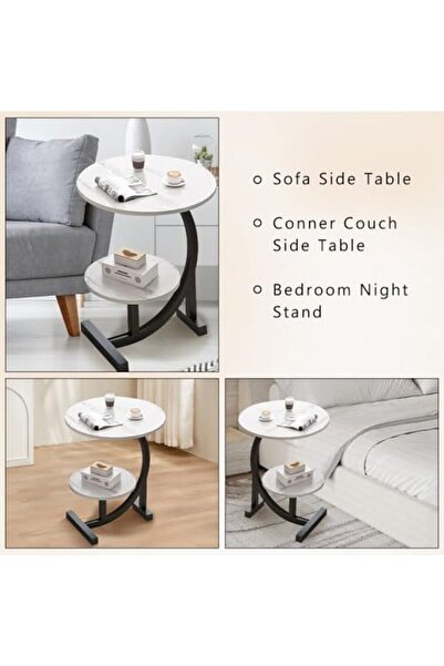 Generic C-Shaped Side Table Round End Table, Modern Style Couch Table Snack Table Coffee Table Tea T