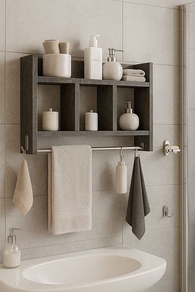 mokaparkavm Redbud Multi-Purpose Bathroom Shelf Functional Design Hanger Organizer