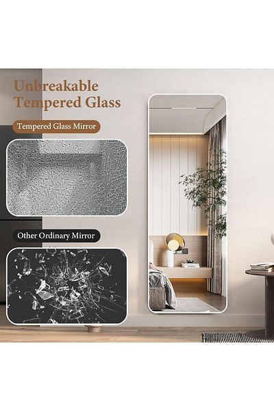fulina Mirror 155x 45CM Arched Aluminum alloy Large Standing Dressing Mirror,for Home,White
