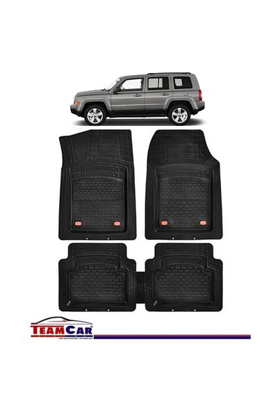 TEAMCAR Covorașe auto tip tavă compatibile cu Jeep Patriot MK (2007–2016), negre, material durabil
