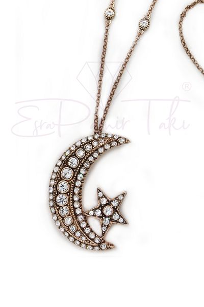 Esra Pamir Diamond Mount Long Moon Star Necklace