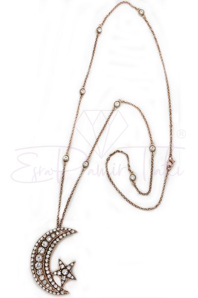 Esra Pamir Diamond Mount Long Moon Star Necklace