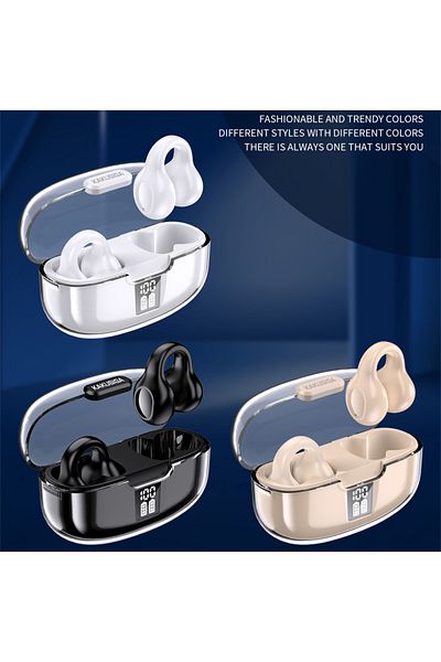 REDz Accessories Căști wireless cu clipsuri, KSC-1113, Bluetooth și TWS, autonomie de 5 ore, microfon, culoare crem