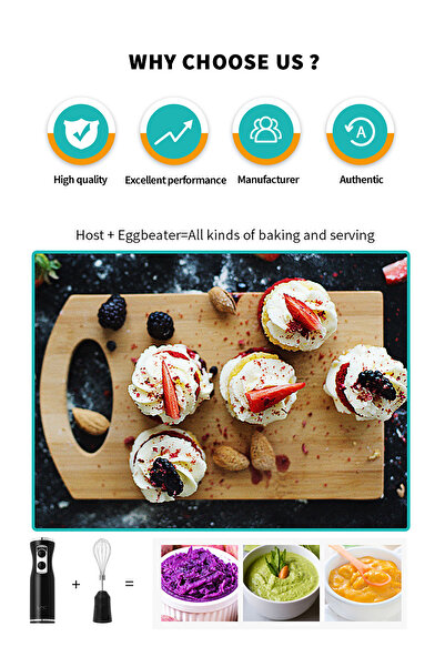 LAC LAICHY 4 In 1 Blender, 500w,2-speed with 500ml Food Chopper,600ml Container,for Smoothie Sauces Food Soups