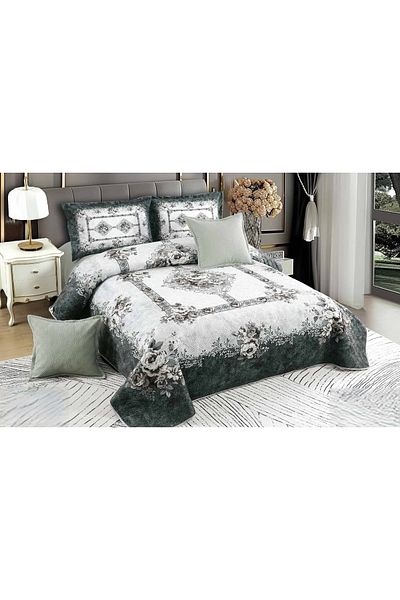 CHIRASO CHIRASO Duvet Cover Set, VELVET, 5 pieces, Duvet Cover 230x250 cm, Abstract print, dark white-gray