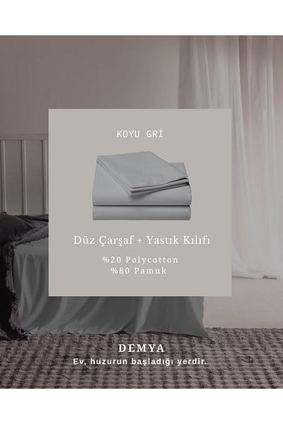 Demya Home Double Flat Sheet + Pillowcase 220X240 cm with Natural Cotton Fabric