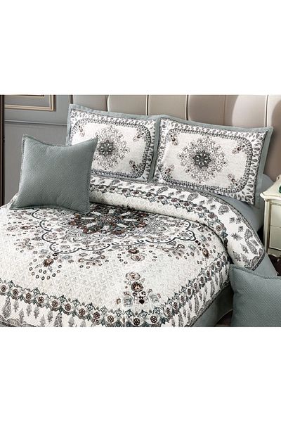 CHIRASO CHIRASO Duvet Cover Set, VELVET, 5 pieces, Duvet Cover 230x250 cm, Abstract print, white-gray
