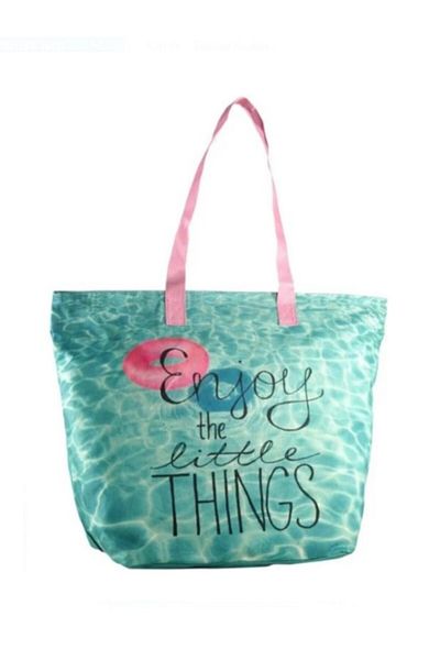 SyaMAG Beach bag set with makeup case, turquoise, 58x22x39 cm
