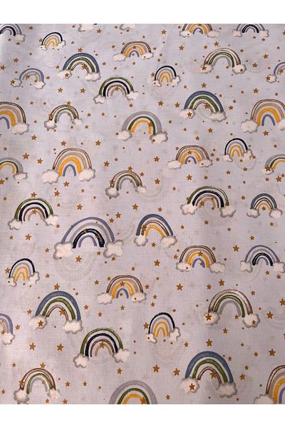 Sabaev Textile material, 100% natural cotton, width 240 cm, blue Rainbow pattern