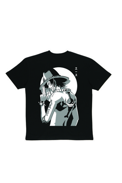 By Caspita Fashion Lenithra One Piece Luffy Anime Back Printed Unisex Oversize Black T-Shirt