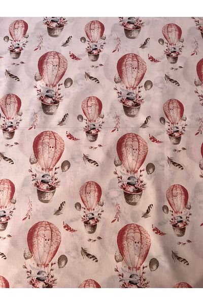 Sabaev Textile material, 100% natural cotton, width 240 cm, Balloons and Bunnies pattern