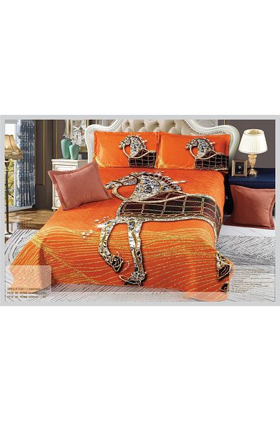 CHIRASO CHIRASO Duvet Cover Set, VELVET, 5 pieces, Duvet Cover 230x250 cm, Print, orange-brown-gold