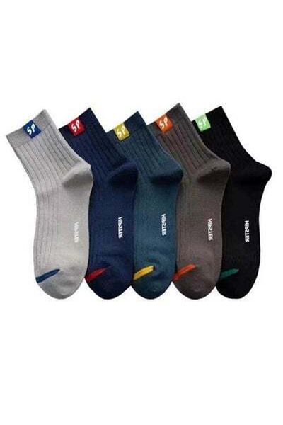 HALAMODO 5PCS Sports Socks Sweat Absorbent Breathable Thickened Socks Thickened Running Fitness Sports Socks