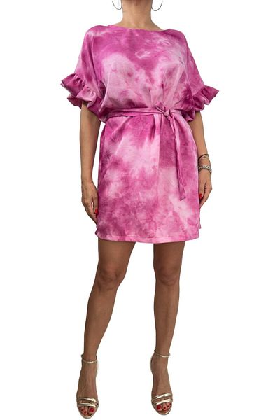 Helen Boutique Short day dress "Dya" gradient viscose with short sleeves and detachable drawstring