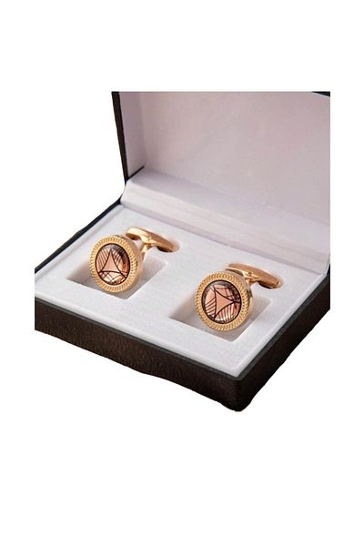 The Casius. Decorative Cufflinks in Stainless Steel Box for Men, Elegant Look, 1.5x2.5 cm, Geometric Design, Gol