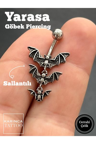 Karınca Piercing Bat Dangle Belly Piercing Gothic Rock Metal