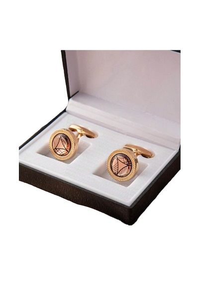 The Casius. Decorative Cufflinks in Stainless Steel Box for Men, Elegant Look, 1.5x2.5 cm, Geometric Design, Gol