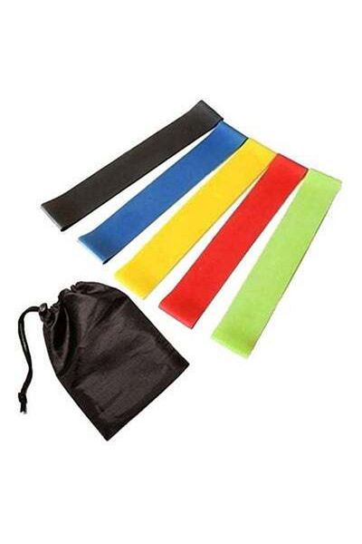 HALAMODO 5-Piece Yoga Exercise Band Set With Storage Bag