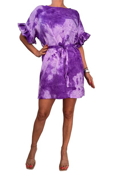 Helen Boutique Short day dress "Dya" gradient viscose with short sleeves and detachable drawstring
