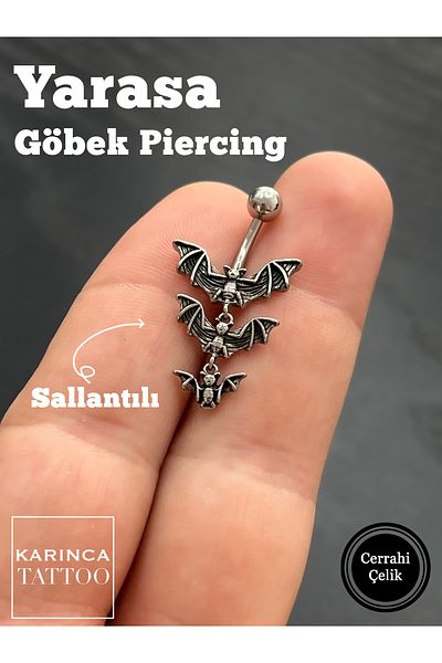 Karınca Piercing Bat Dangle Belly Piercing Gothic Rock Metal
