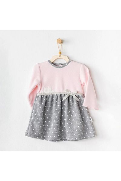 ALFA AKSESUAR 03 Meow Baby Dress Set Pink Gray