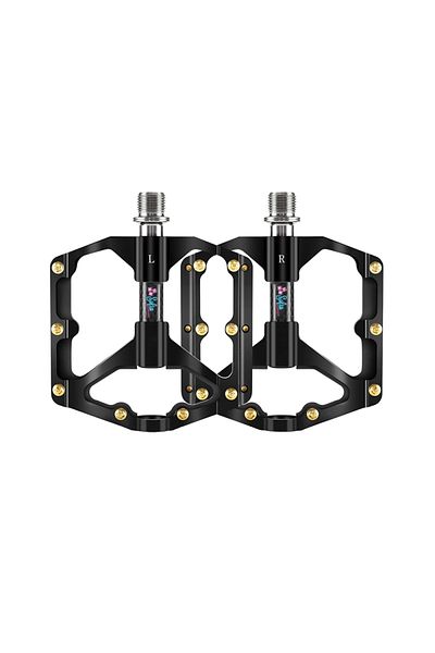Sofia Concept Set of 2 Pedals for SPD/MTB/BMX Bicycle, Triple Bearing, Aluminum, Anti-Slip, Black/Gold