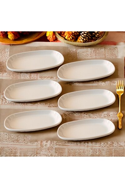 BARITCIOGLU Boat Dish 6 Pcs Set Salad Mezelik İskender Dinner Plate
