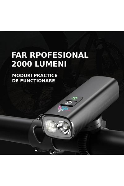 Sofia Concept Sofia CONCEPT® Professional Headlight for Bicycle/Scooter, 2000Lm, 4500MAh, 200 Meters, Aluminum