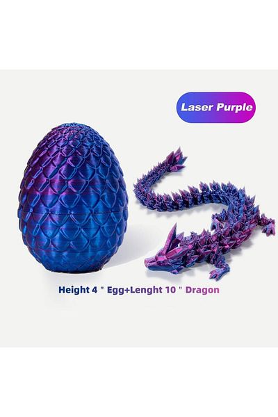 Yelajoy 3D Printed Dragon with Surprise Egg, Articulated Crystal , Desk Toys for Boys Kids Home Decor