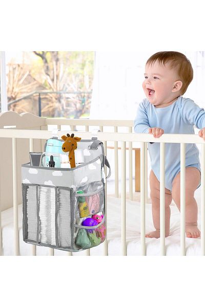fulina Diaper Caddy Hanging Diaper Caddy Organizer,for Baby Girl Boy Crib Changing Table,Grey