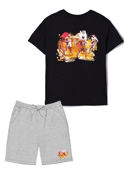 makiteks Set of 2 Printed Boys Cotton Shorts Tshirt Team Football 5 6 7 8 9 10 11 12 13 14 Years T-Shirt