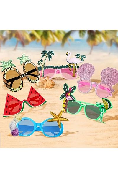 Store Tropical Party Glasses Set – 6-Piece Colorful Accessory