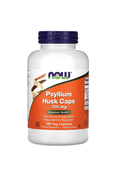 Now Foods Supplements, Psyllium Husk Caps 700 mg with 50 mg of Apple Pectin, Intestinal Health, 180 Capsules