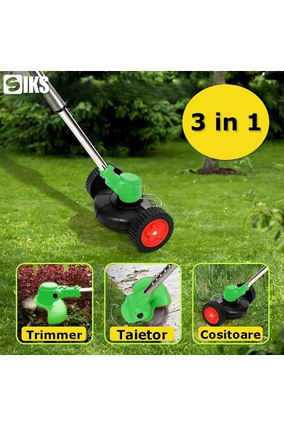 SIKS Electric Brushcutter With Battery, 800w Power, 3 Types Of Cutting Blades, Adjustable Arm, Green