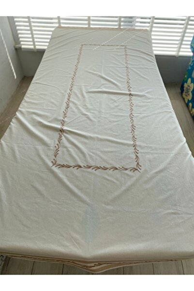 Bohemian Narurel Buldan Keteni İşlemeli Bordürlü 140 X 240 Cm Masa Örtüsü