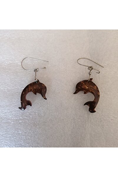 Butik Tülin Authentic Handmade Natural Coconut Shell Dolphin Fish Earrings 4....