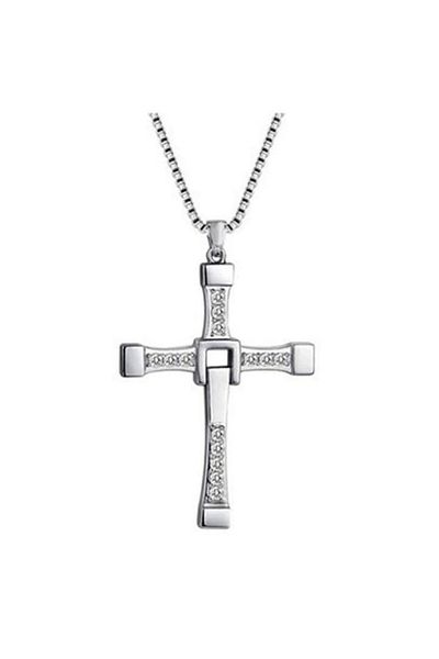Sprise Chain necklace with titanium cross pendant, length 60 cm, silver