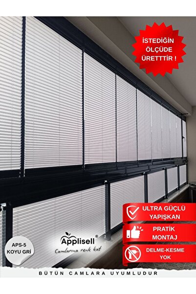 Applisell Plise Cam Balkon Perdesi – Yapışkanlı | Kolay Montaj – Özel Ölçü –K...