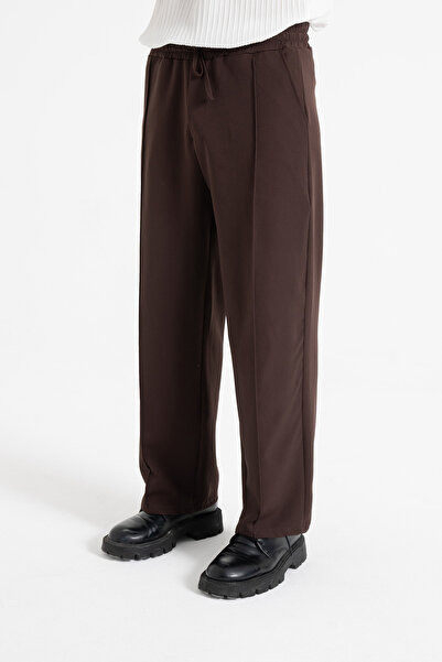 ATE WEAR Çizgi Detay Beli Lastikli Baggy Kumaş Pantolon