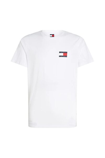 Tommy Hilfiger Tjm Slim Essential Flag Tee Ext Men's White T-Shirt - Dm0Dm20740