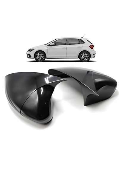 GENERAL Batman Mirror Covers DPTuning VW Polo MK6 2018–2021 Glossy Black, Quality ABS, Quick Installation