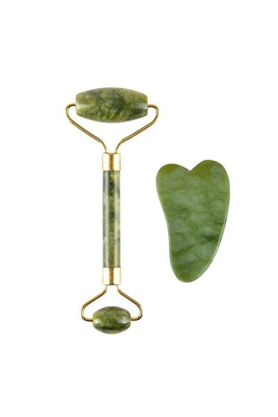 SIKS ® jade roller and gua sha set for facial and body massage, Jade stone, s...